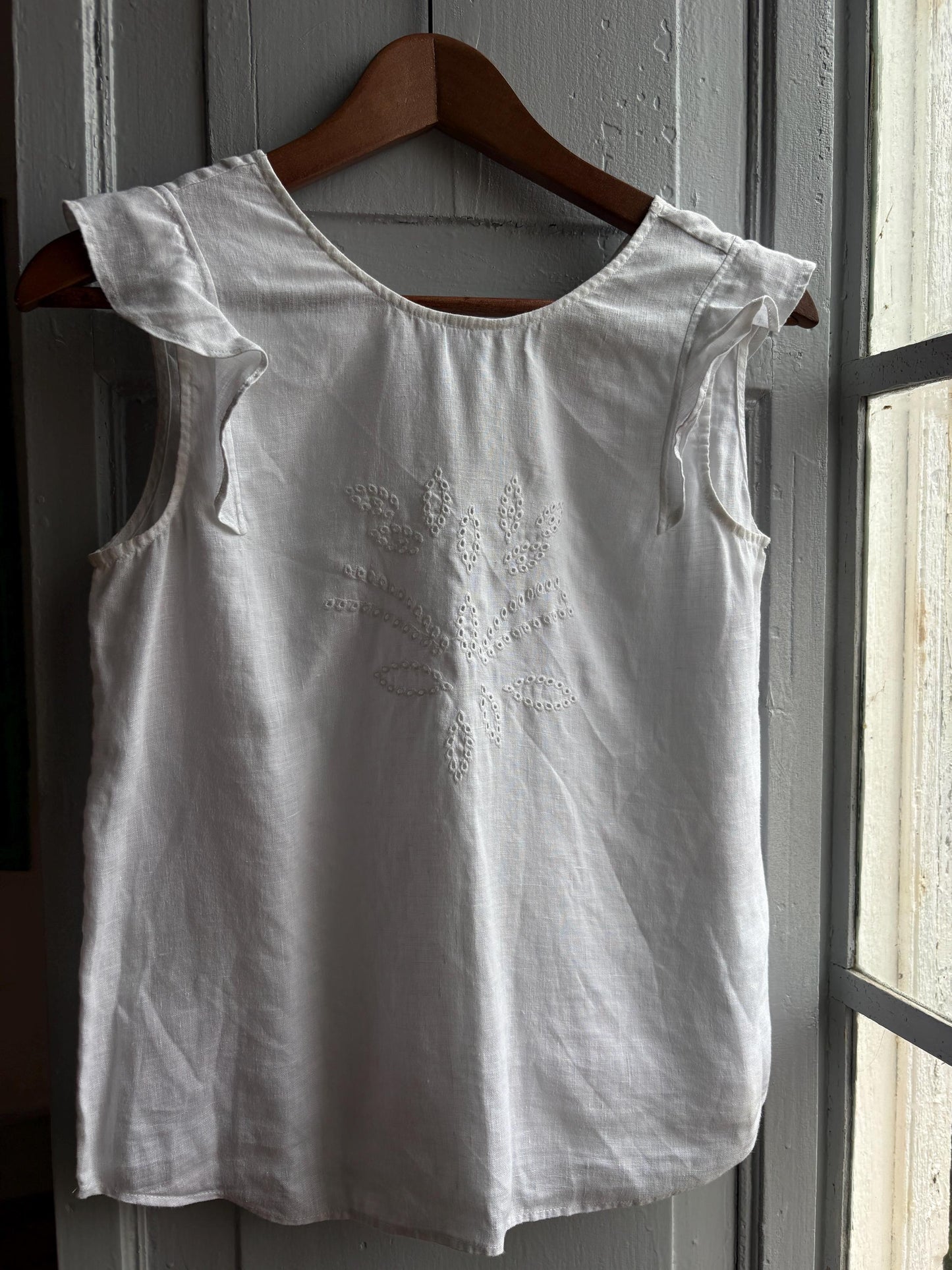 Vintage White Linen Camisole For Girls — additional view 7