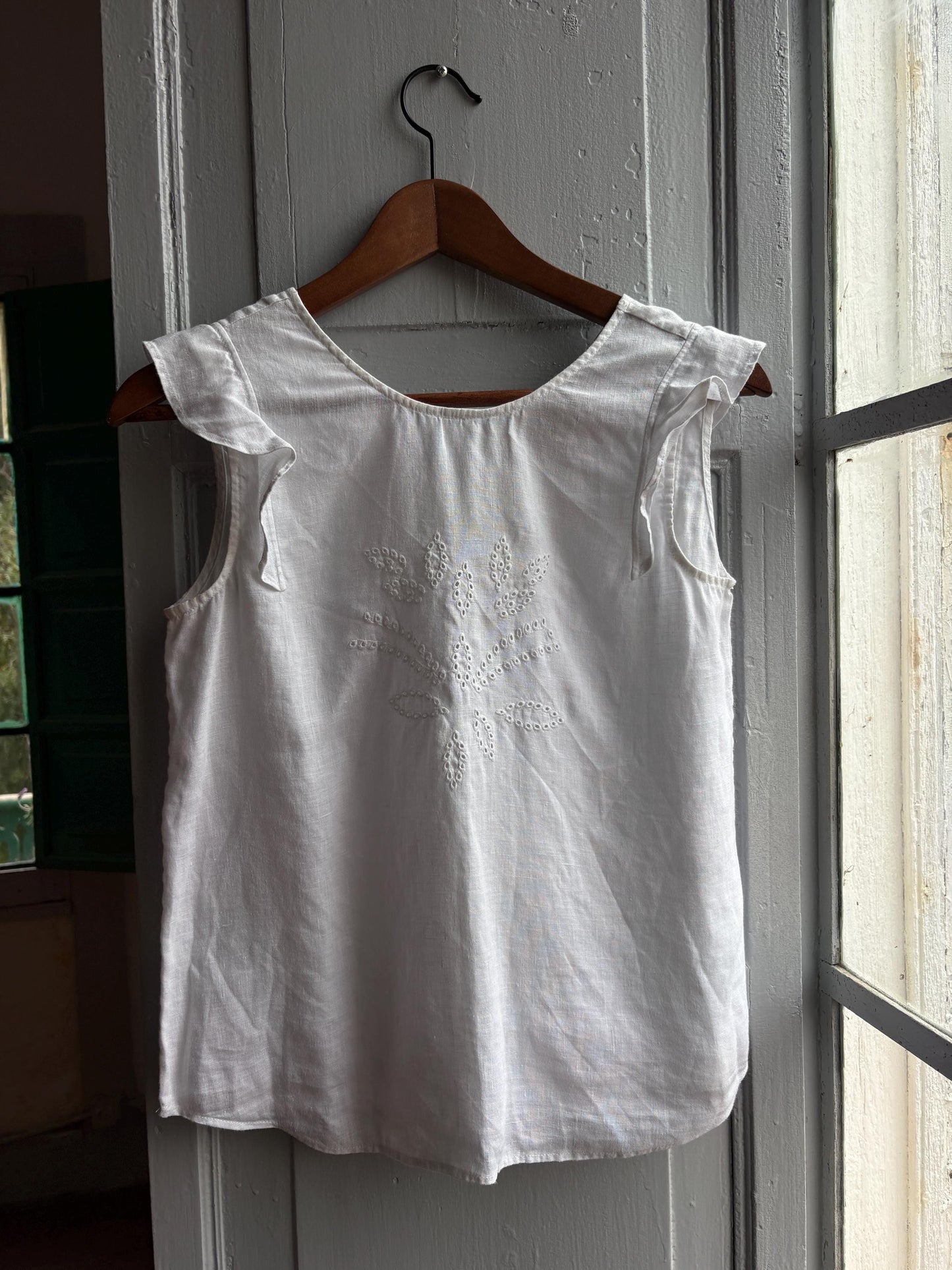 Vintage White Linen Camisole For Girls — additional view 6