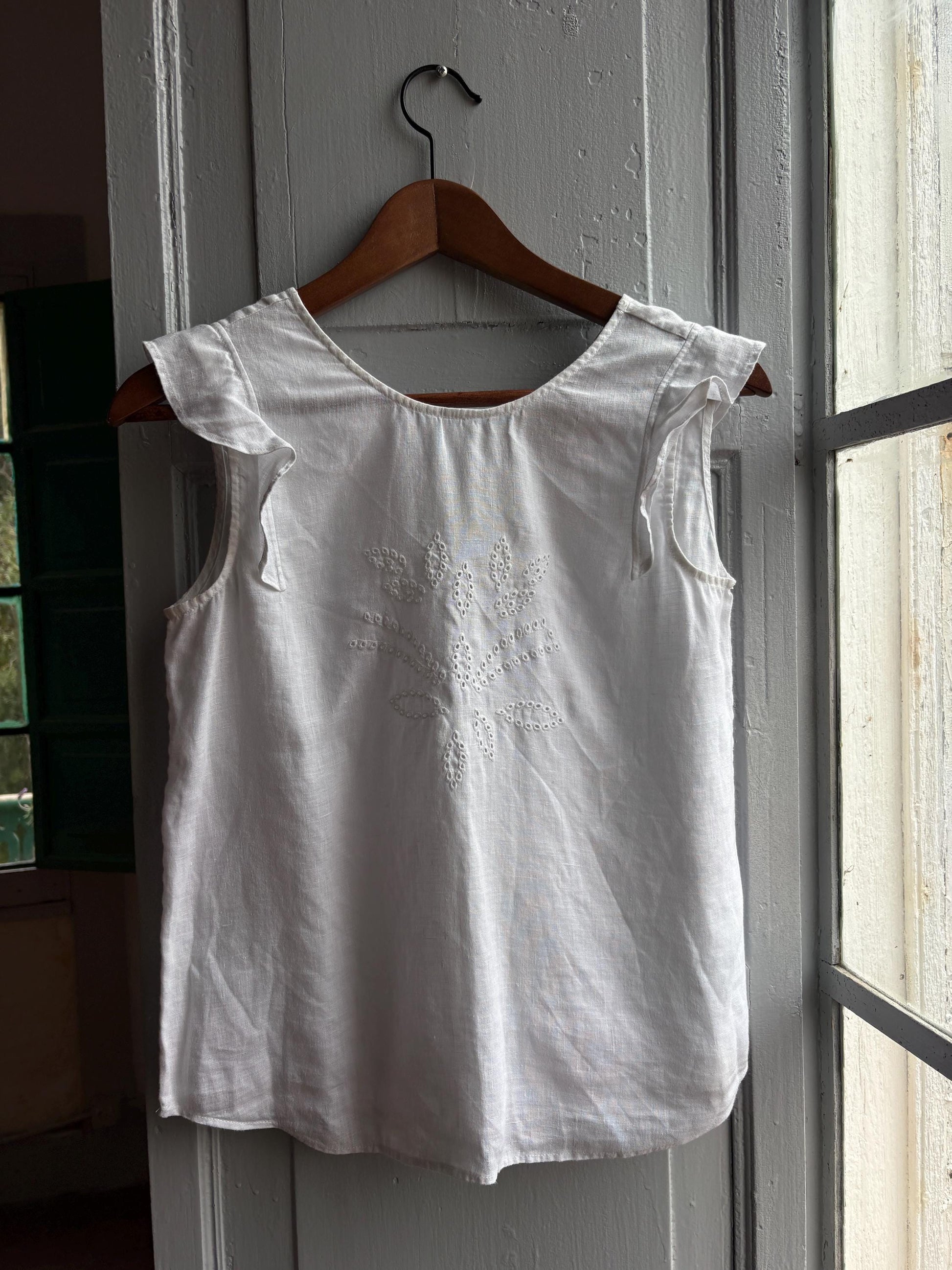 Vintage White Linen Camisole For Girls — additional view 6