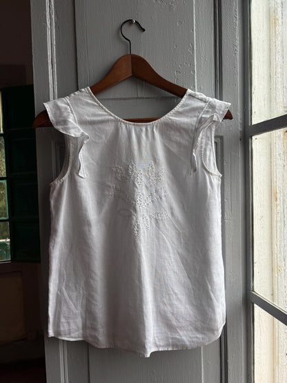 Vintage White Linen Camisole For Girls — additional view 6