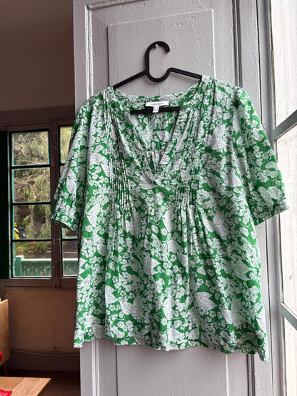 Floral Green Cotton Blouse by Pedro Del Hierro — detail