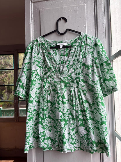 Floral Green Cotton Blouse by Pedro Del Hierro — additional view 5