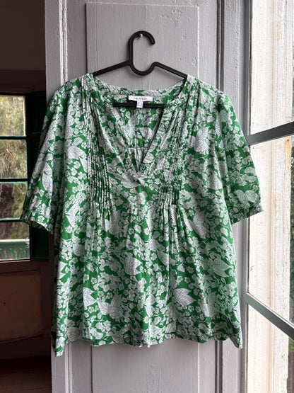 Floral Green Cotton Blouse by Pedro Del Hierro — additional view 7