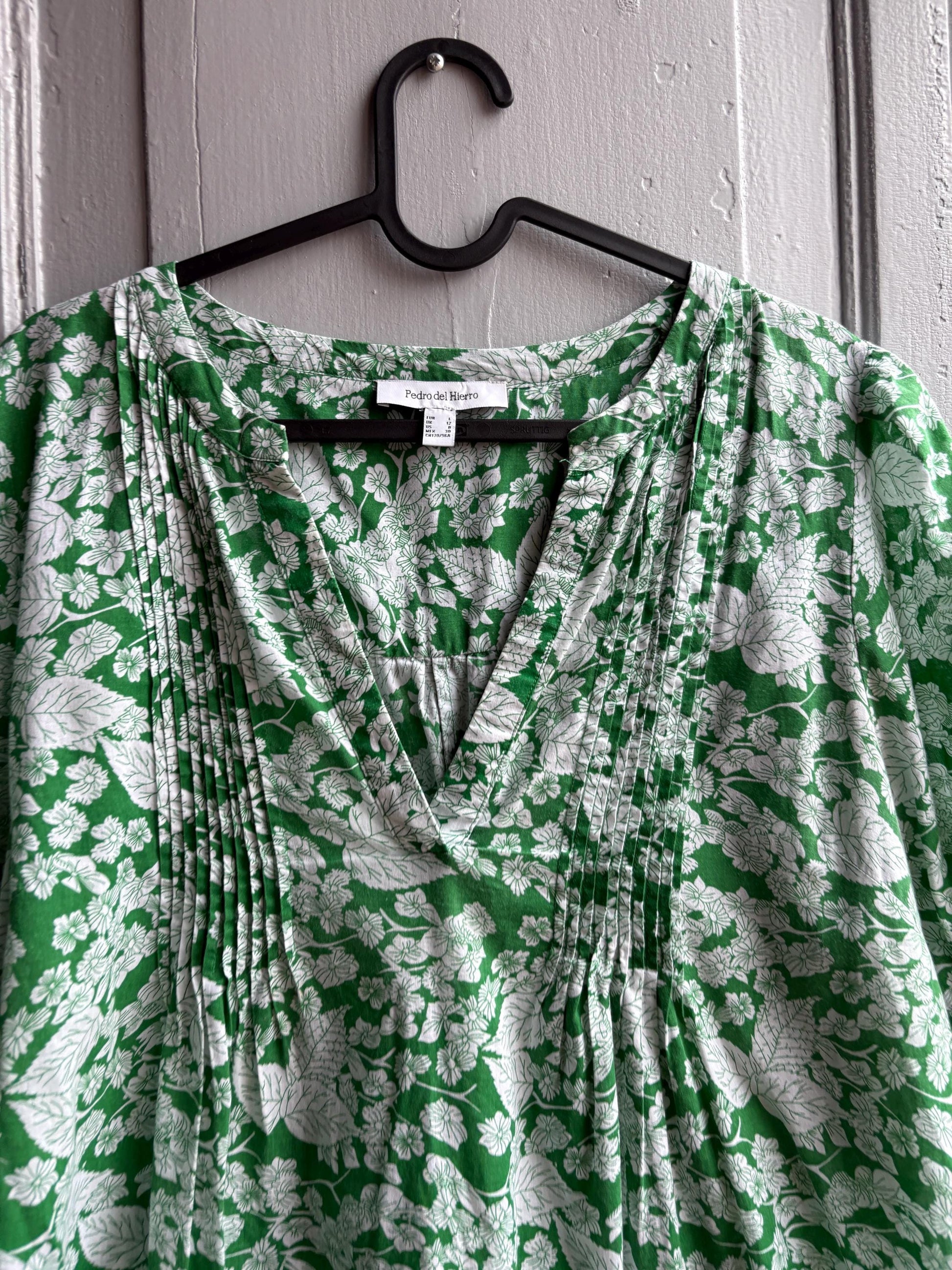 Floral Green Cotton Blouse by Pedro Del Hierro — additional view 11