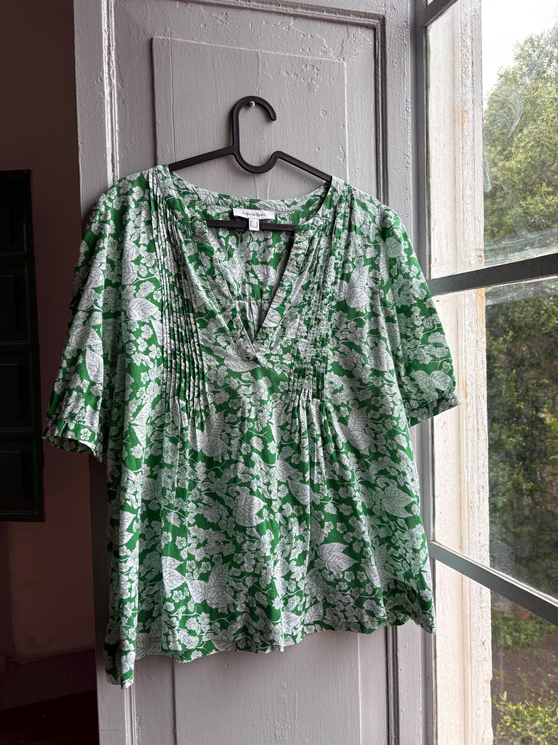 Floral Green Cotton Blouse by Pedro Del Hierro — additional view 15
