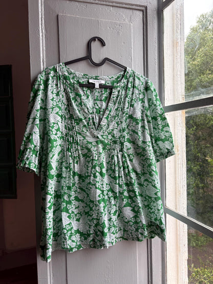 Floral Green Cotton Blouse by Pedro Del Hierro — additional view 15