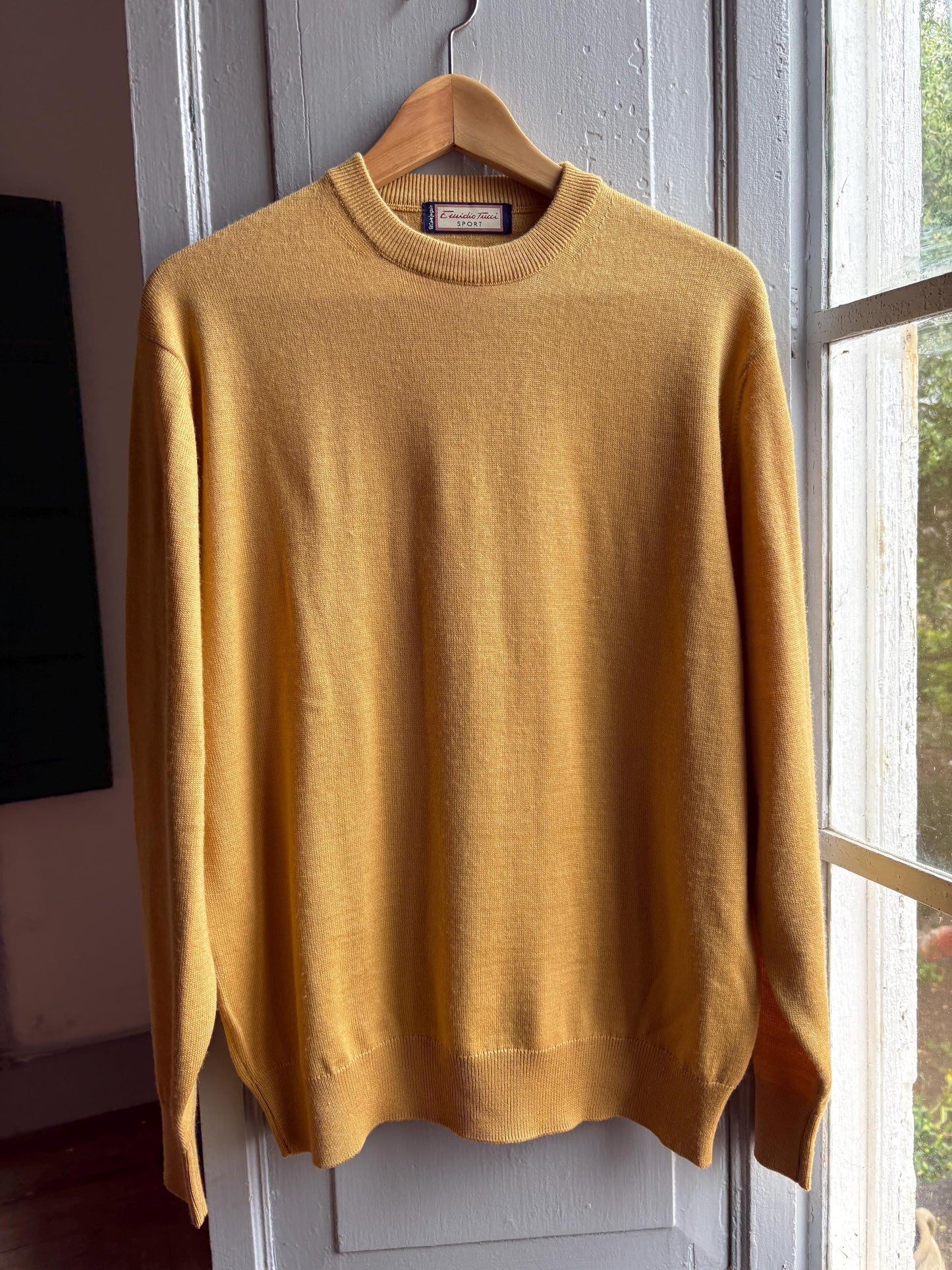 Vintage Yellow Wool Jumper for Men — detail
