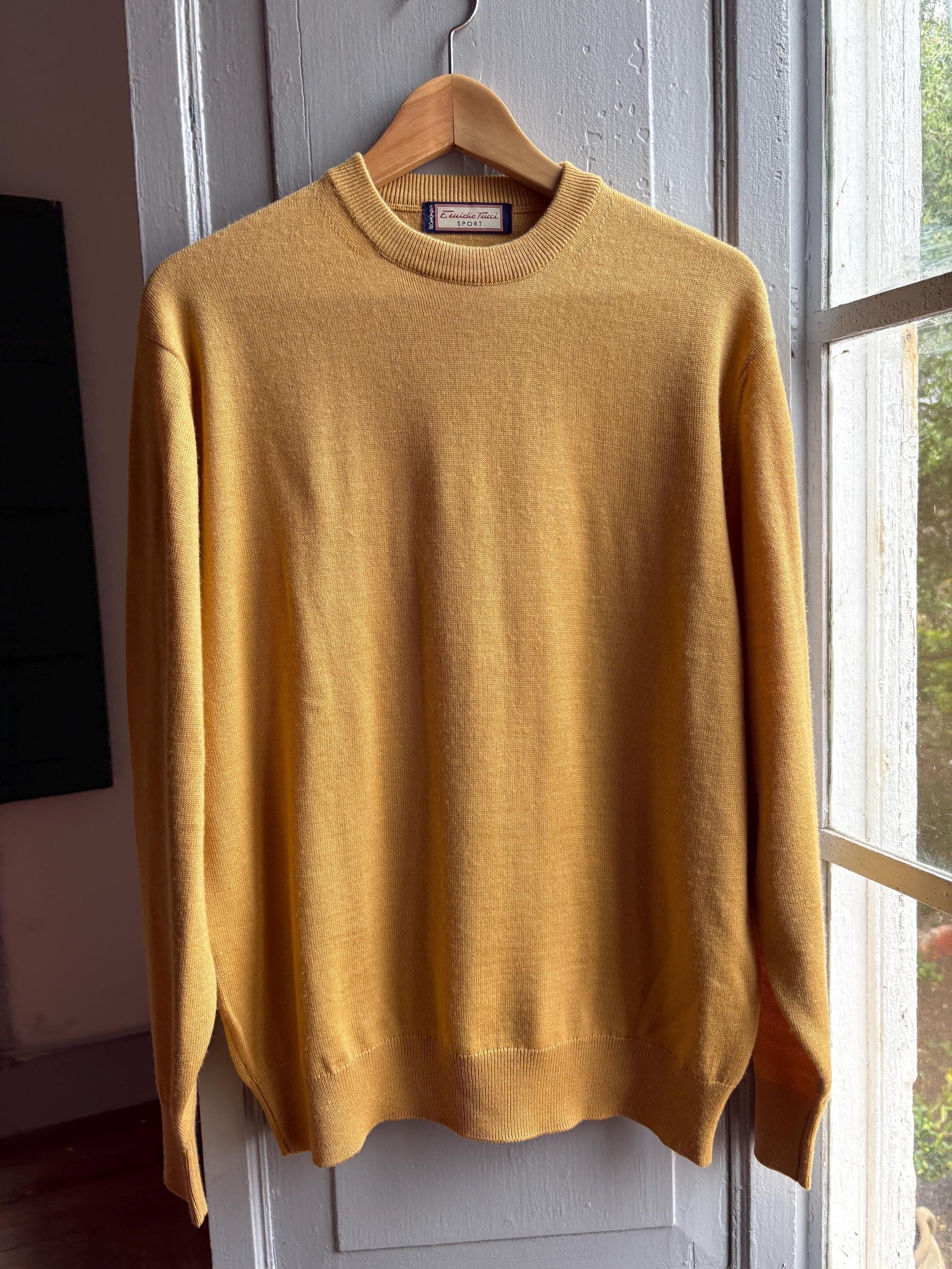 Vintage Yellow Wool Jumper for Men — detail