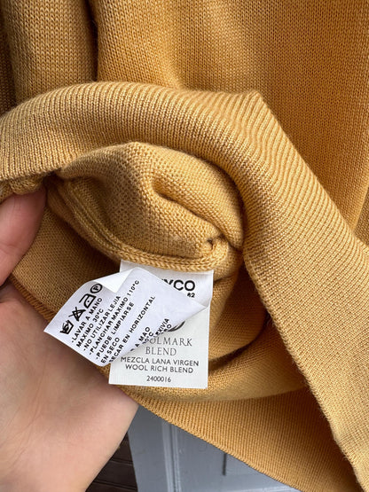 Vintage Yellow Wool Jumper for Men — fabric close-up