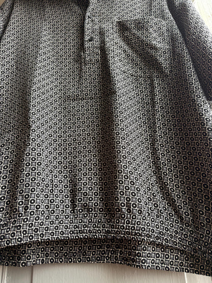 Vintage Emidio Tucci Pattern Polo Shirt, Mens Geometric Print Lightweight Summer clothing, Designer Relaxed Retro Top