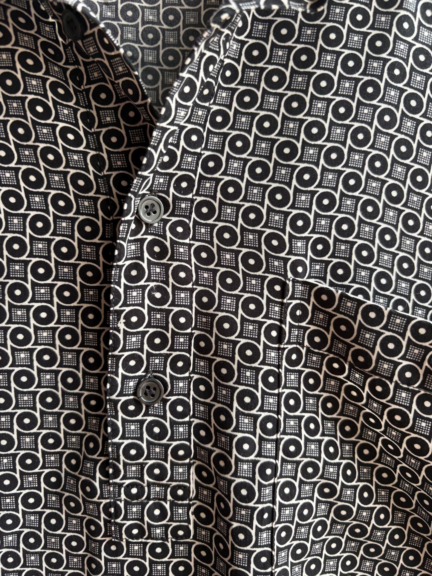 Vintage Emidio Tucci Pattern Polo Shirt, Mens Geometric Print Lightweight Summer clothing, Designer Relaxed Retro Top