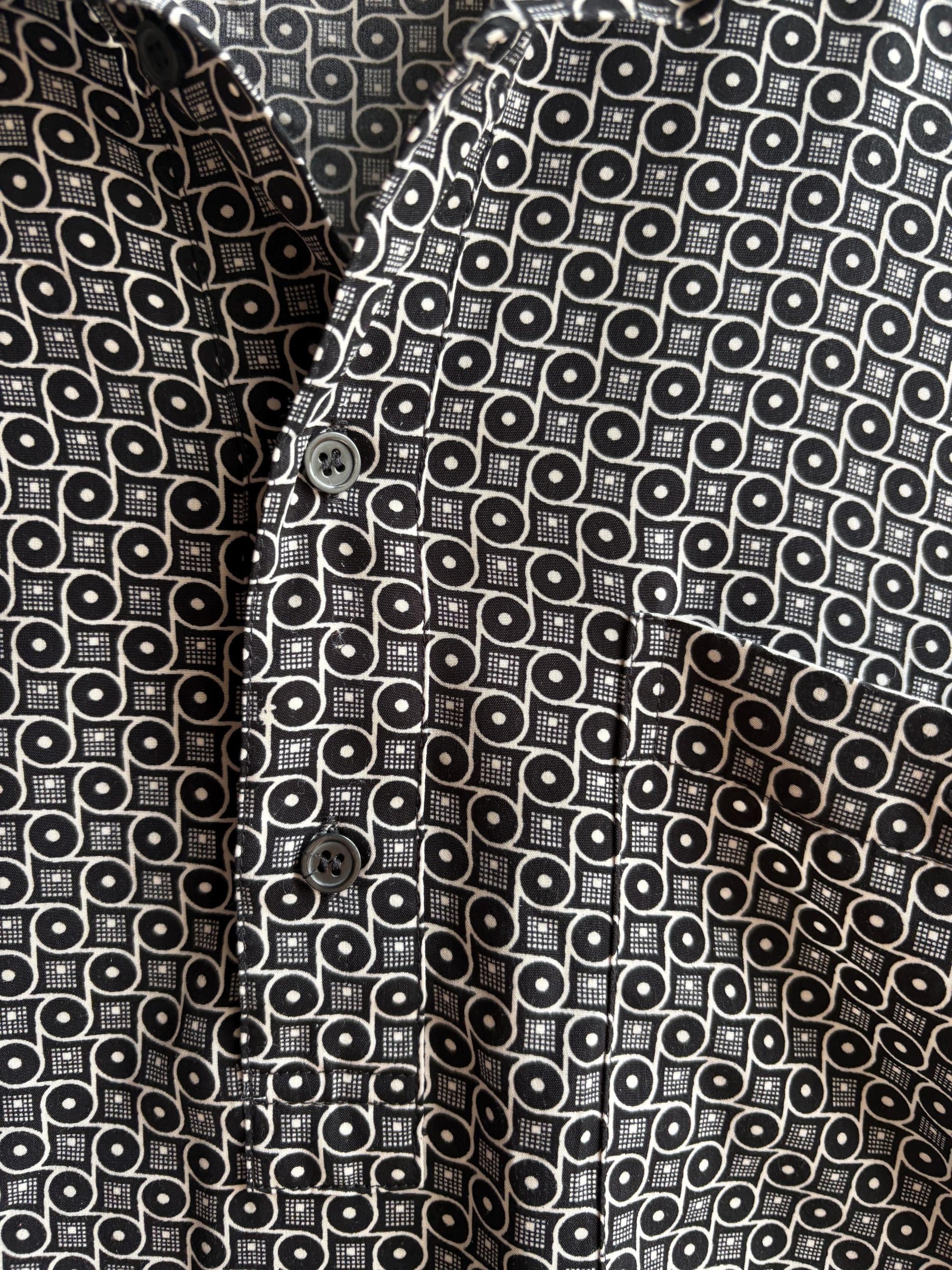 Vintage Emidio Tucci Pattern Polo Shirt, Mens Geometric Print Lightweight Summer clothing, Designer Relaxed Retro Top