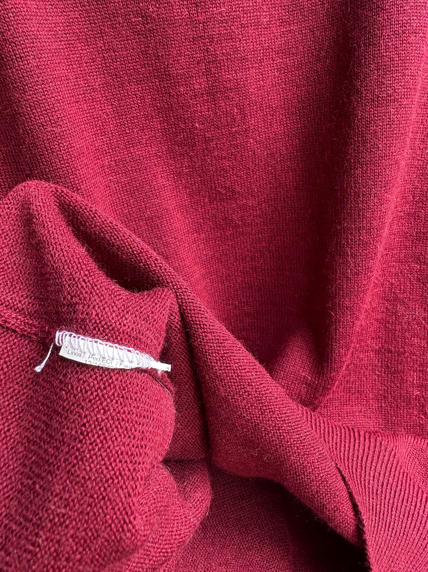 Burgundy Wool Vintage Sweater Vest — fabric close-up