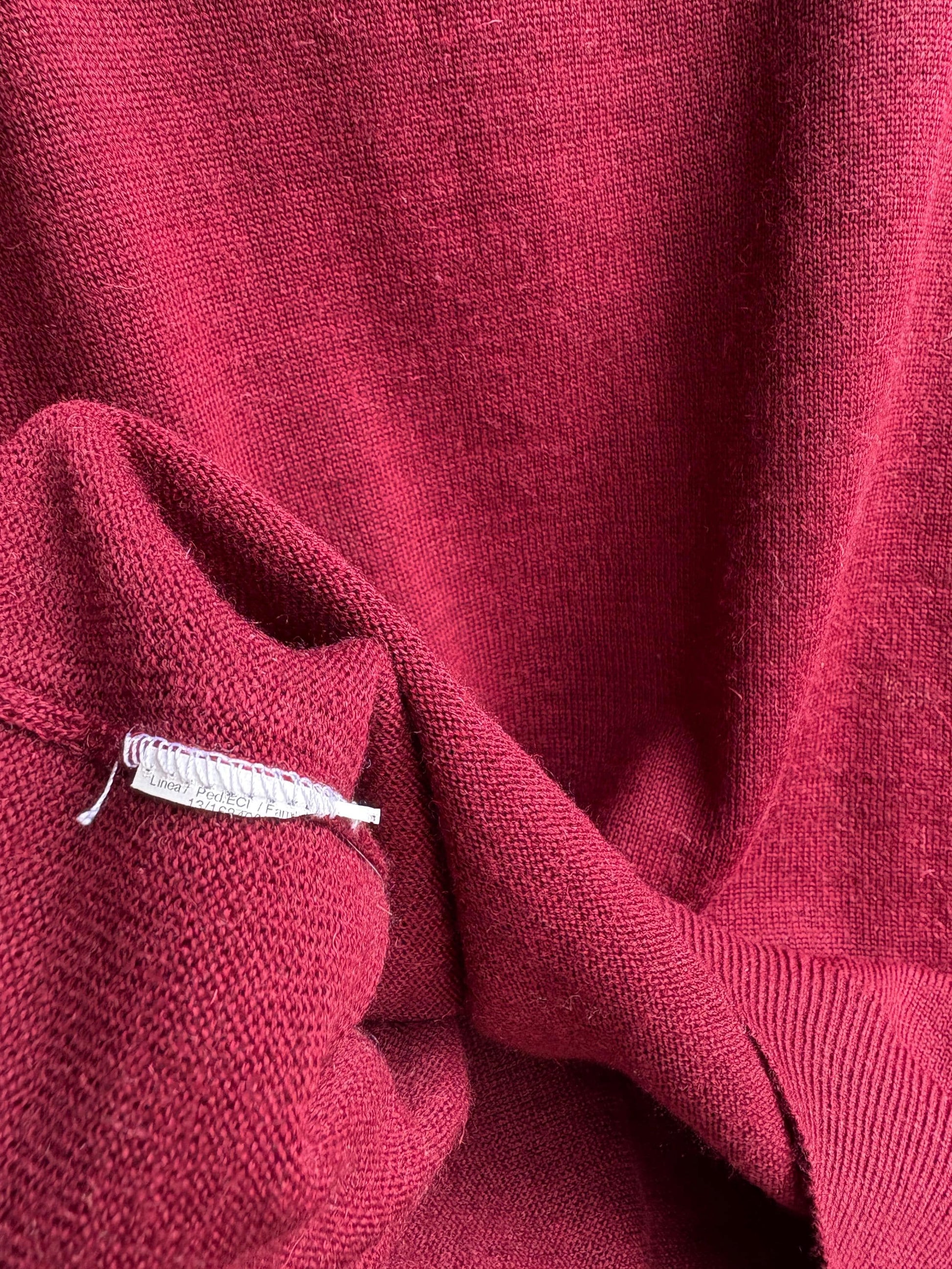 Burgundy Wool Vintage Sweater Vest — fabric close-up