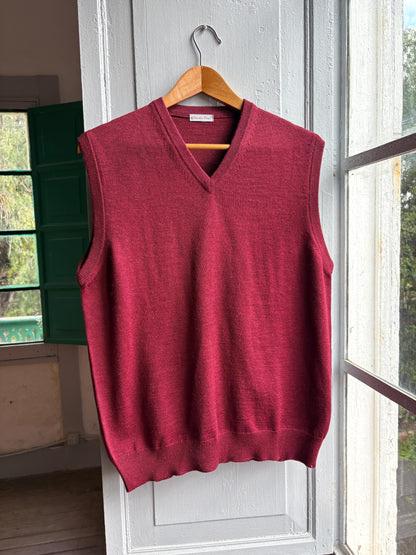 Burgundy Wool Vintage Sweater Vest — detail