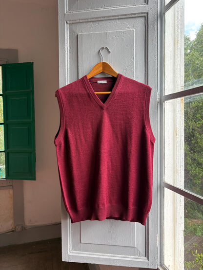 Burgundy Wool Vintage Sweater Vest — back view