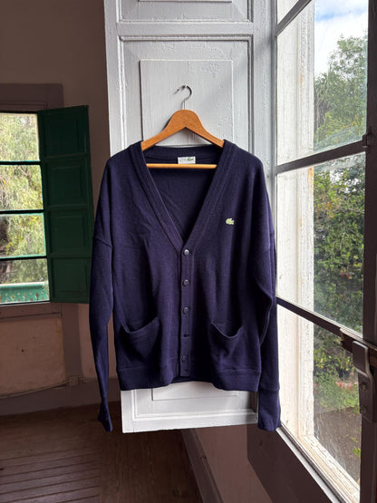 Navy Blue Vintage Lacoste Cardigan — back view