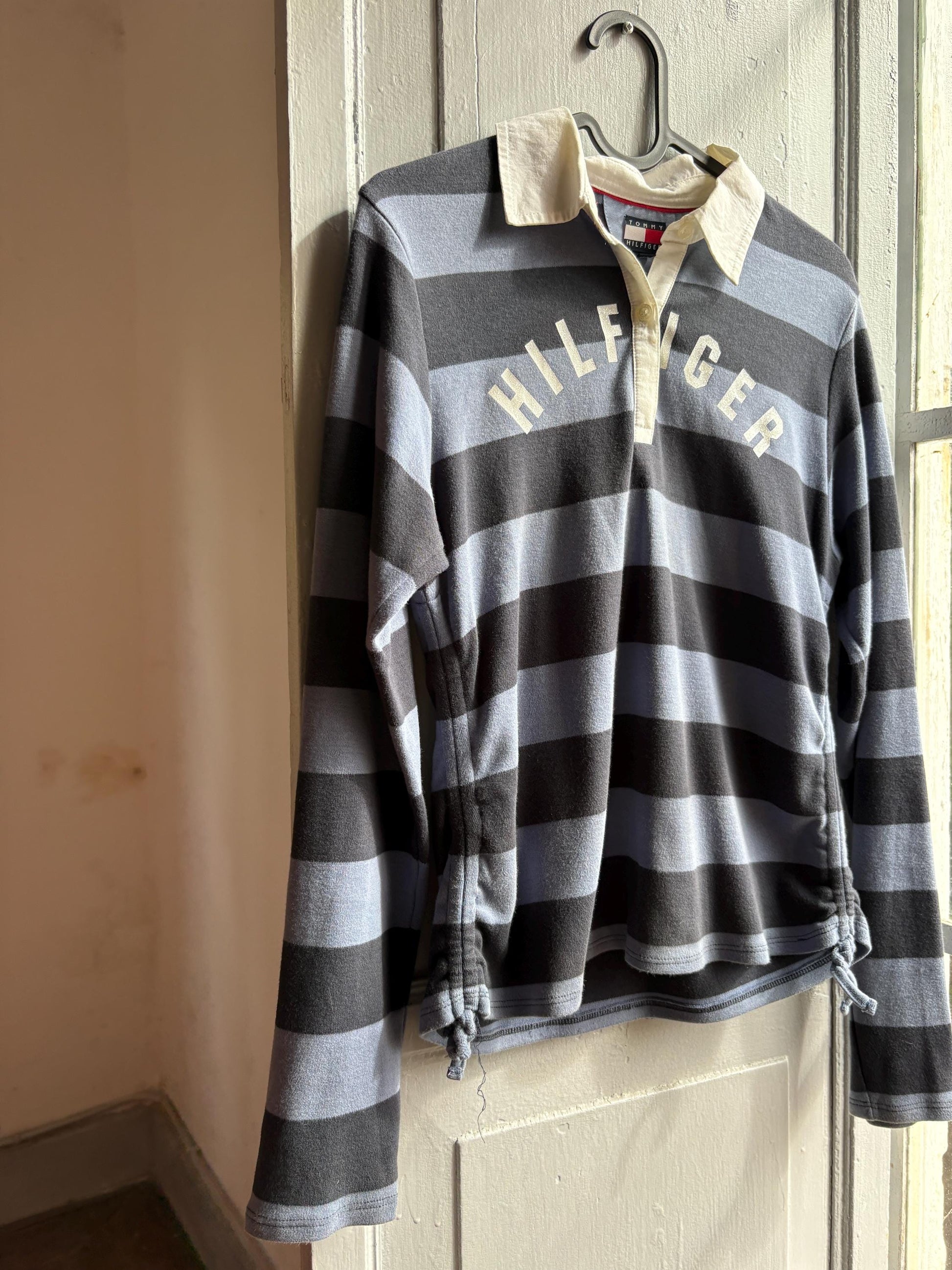 Tommy Hilfiger Girls Rugby Polo Shirt, Striped Glitter Preppy Y2K Cotton Top, Size 164 Teen Fashion