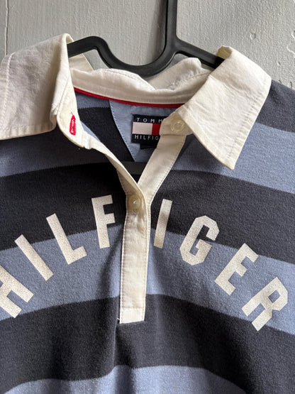 Tommy Hilfiger Girls Rugby Polo Shirt, Striped Glitter Preppy Y2K Cotton Top, Size 164 Teen Fashion