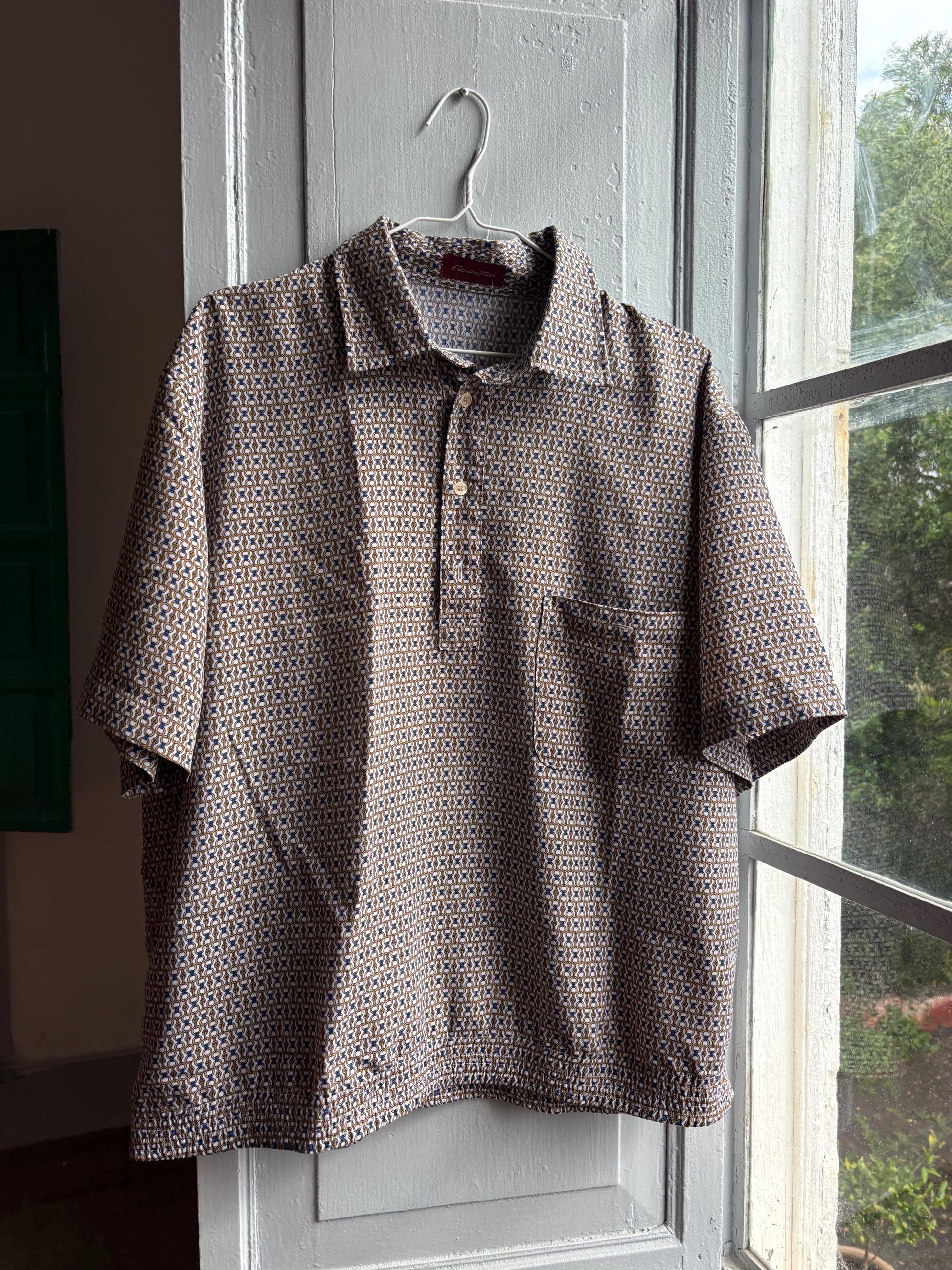 Vintage Emidio Tucci Patterned Polo Shirt — detail