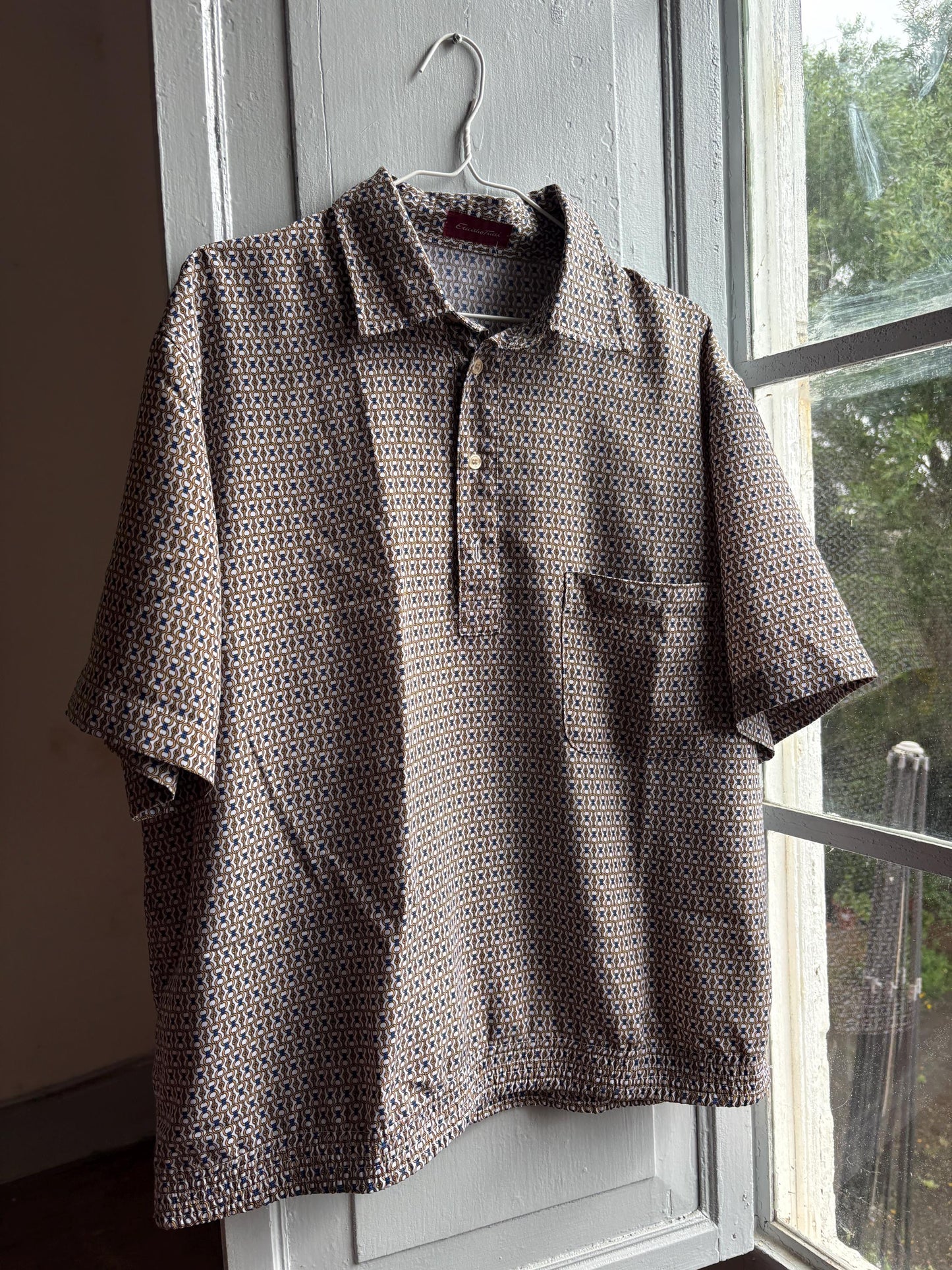 Vintage Emidio Tucci Patterned Polo Shirt — back view