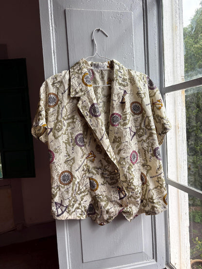 Vintage Nautical Map Blouse — detail
