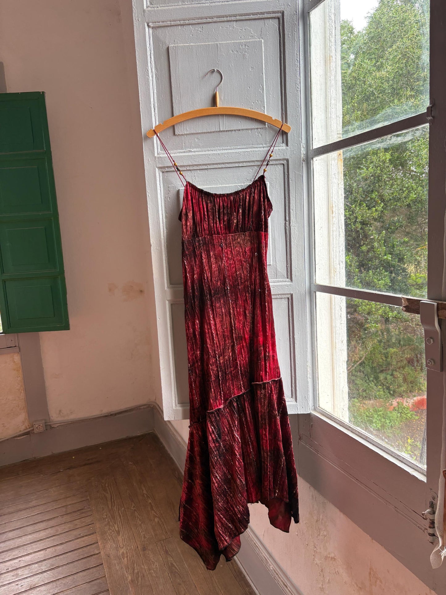 Vintage Red Velvet Sequin Midi Dress — additional view 8