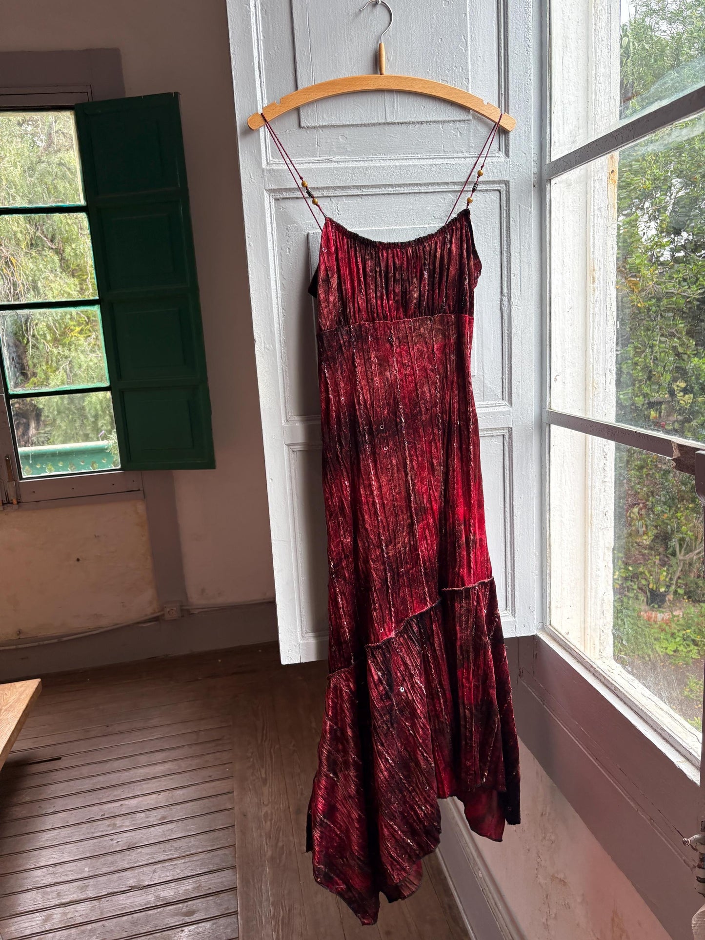Vintage Red Velvet Sequin Midi Dress — additional view 12