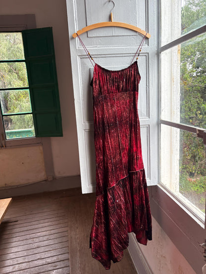Vintage Red Velvet Sequin Midi Dress — additional view 12