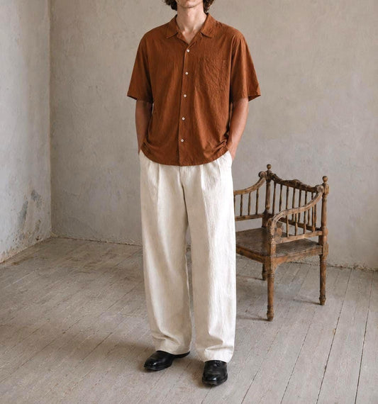 Vintage rust orange men's button up shirt, retro special glossy men oxford blouse