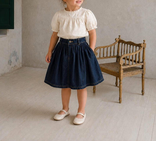 Vintage Denim Cowgirl Skirt For Kids