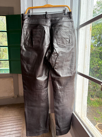 Vintage Black Leather High Waist Trousers — additional view 11