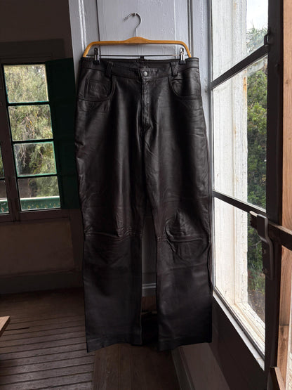 Vintage Black Leather High Waist Trousers — additional view 12