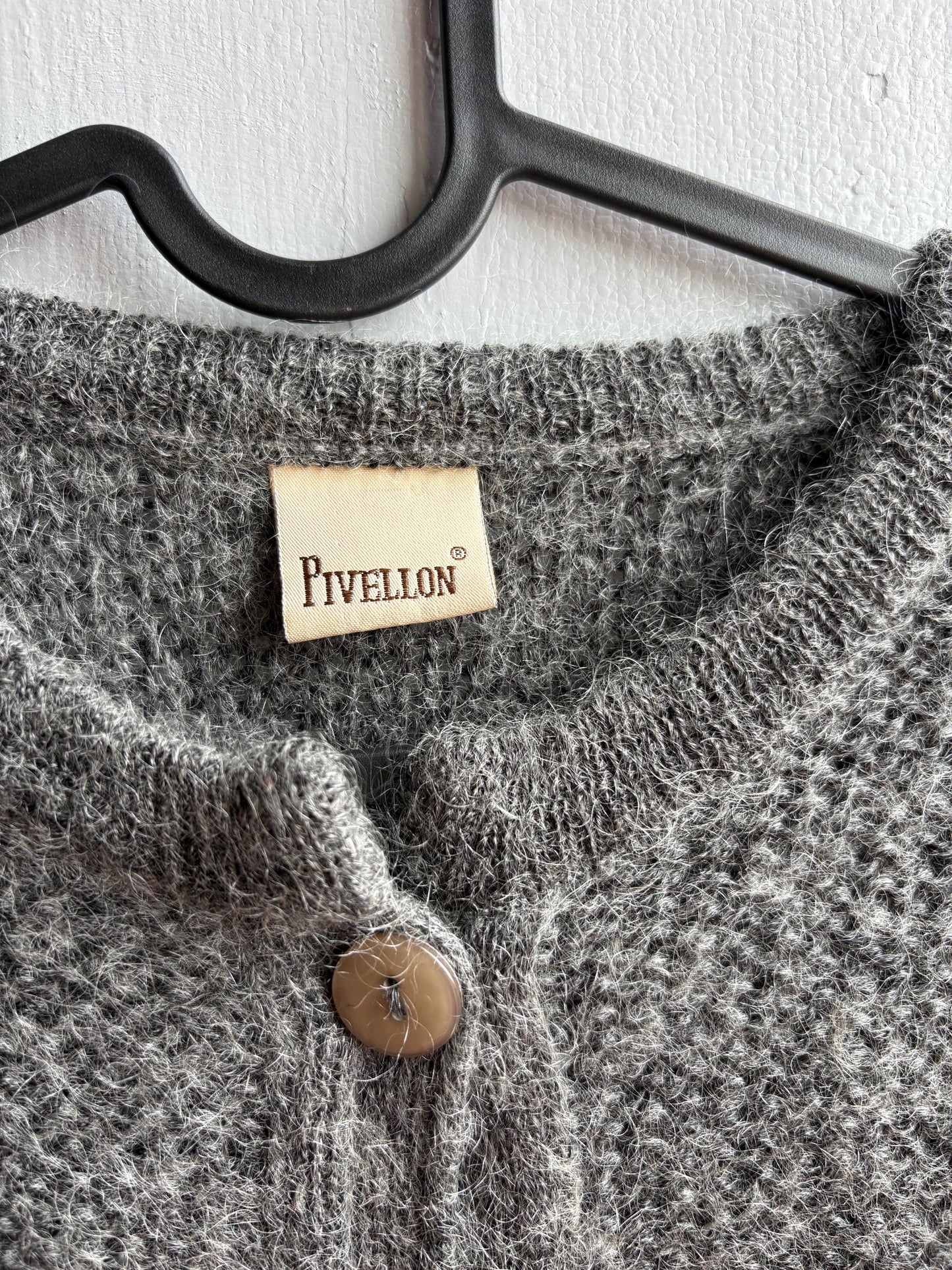 Mohair Parisian Chic Cardigan, Grey Soft Knit, Cropped Sweater, French Girl Aesthetic,