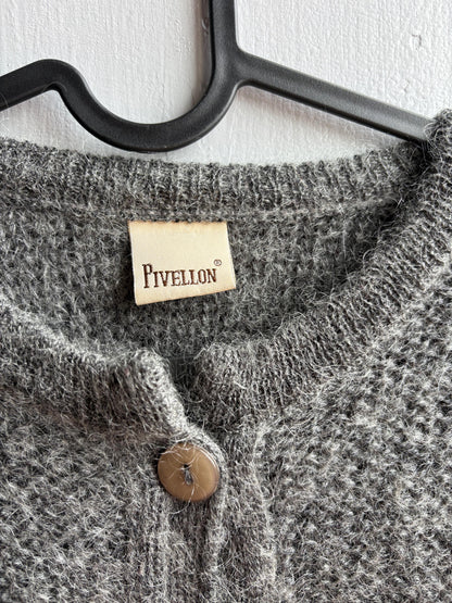 Mohair Parisian Chic Cardigan, Grey Soft Knit, Cropped Sweater, French Girl Aesthetic,