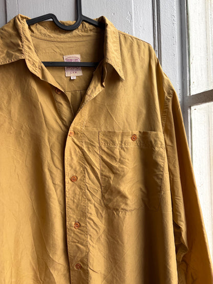 Vintage Gold Silk Shirt, Men Luxury Button Down, Christmas outfit for him, Size L