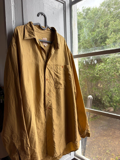 Vintage Gold Silk Shirt, Men Luxury Button Down, Christmas outfit for him, Size L
