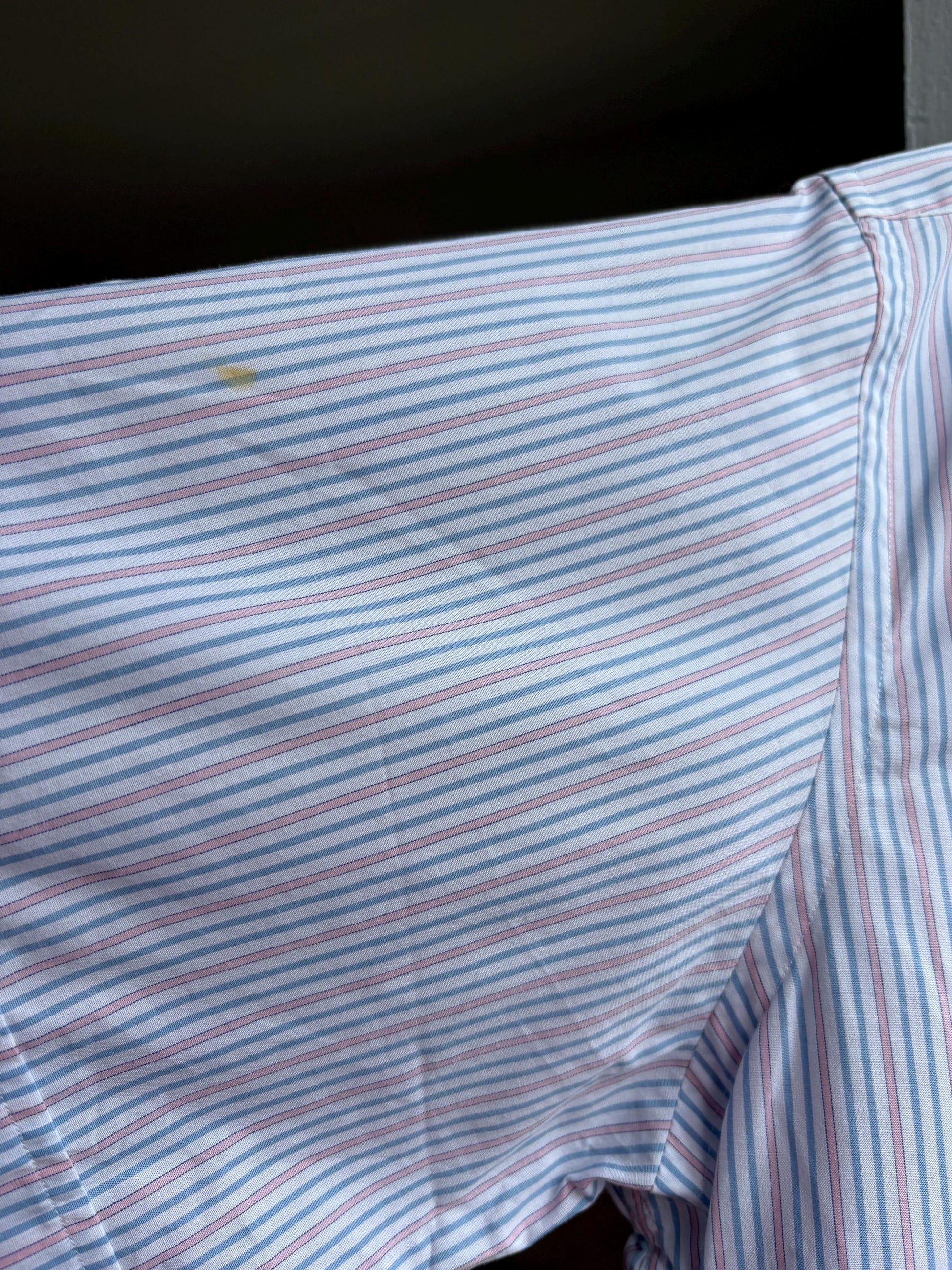 Vintage Emidio Tucci Striped Short Sleeve Shirt, Pastel Preppy Men Button Down, Grandpa Core, Luxe work wear, Size 6