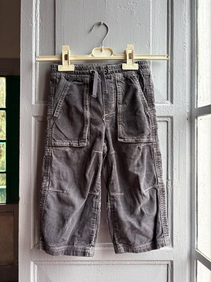 Mini Boden Kids Corduroy Pants, Grey Cotton Trousers, Utility Pants, Sustainable fashuon, Boys Age 3