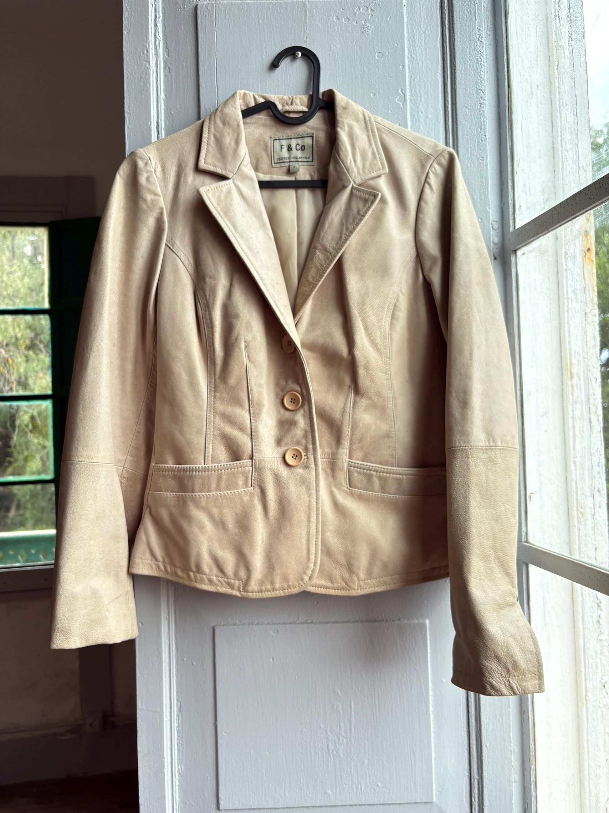 Beige Leather Blazer for Women — additional view 10