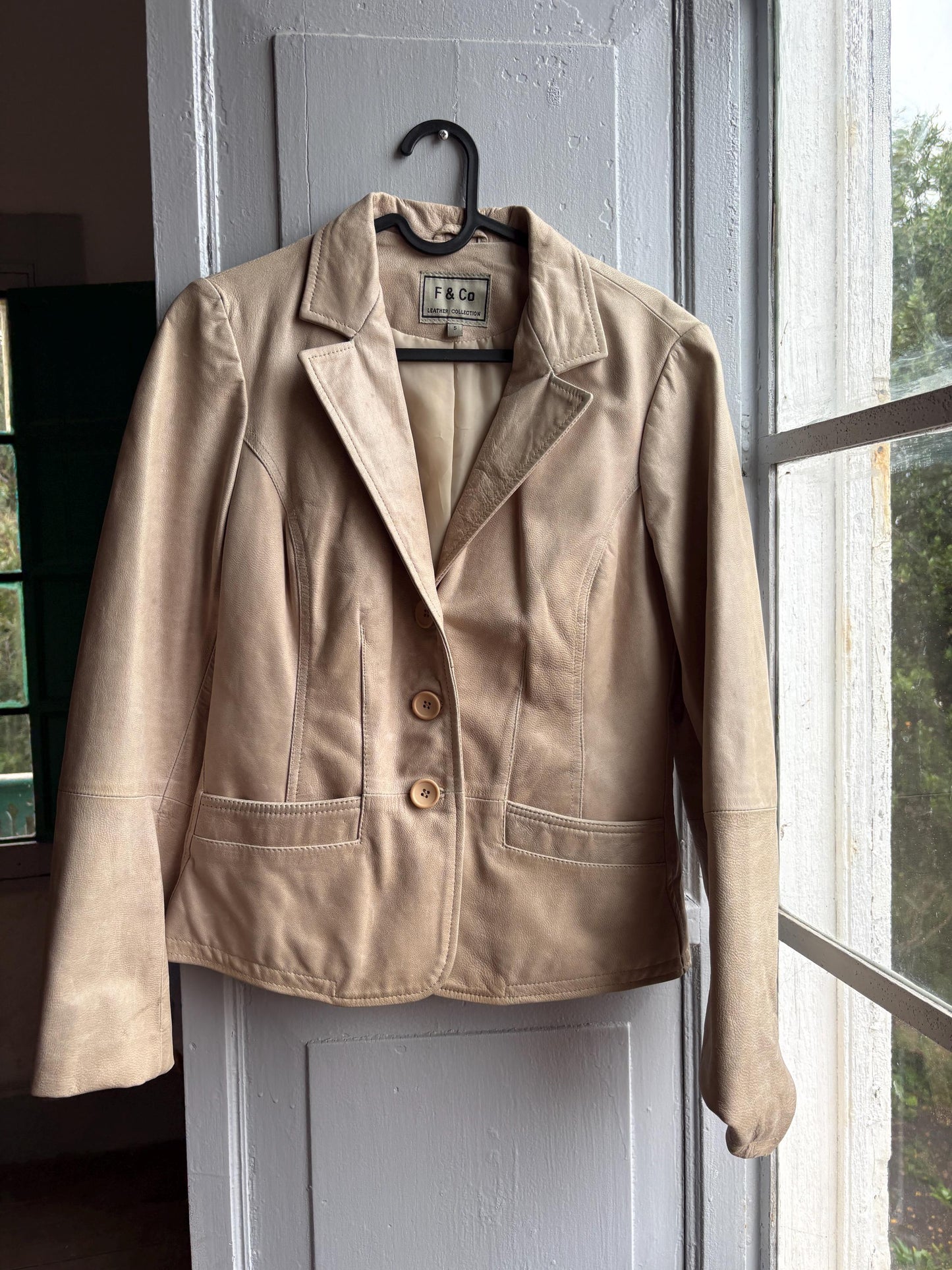Beige Leather Blazer for Women — additional view 15