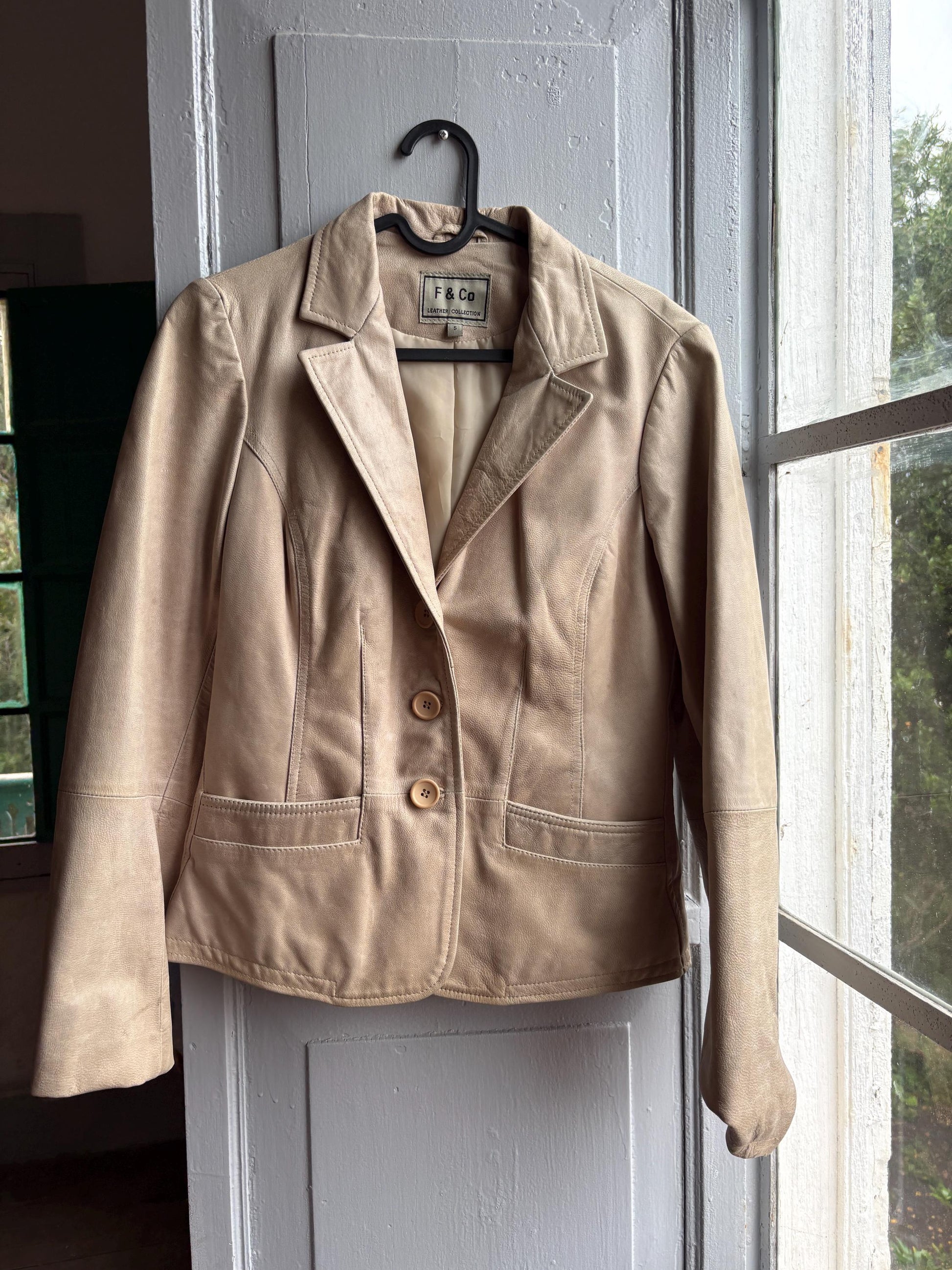Beige Leather Blazer for Women — additional view 15
