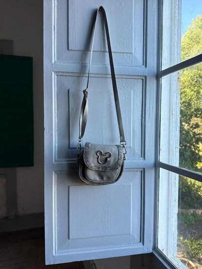 Disney Crossbody Bag, Mickey Mouse Shoulder Purse, Y2K Grey Festival Mini Bag, Casual Cute Vintage Style