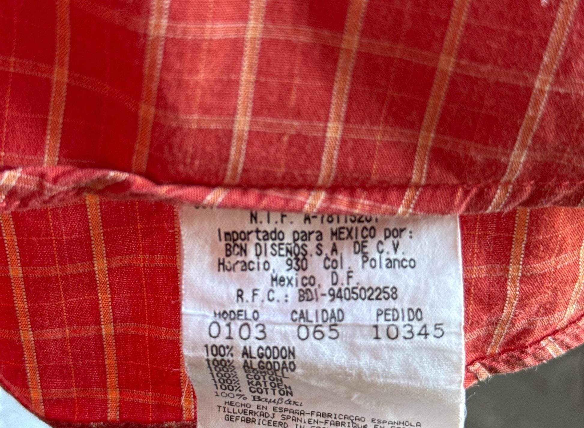 Vintage Massimo Dutti Sport Shirt, Men Orange Plaid Button Down, Cotton preppy vintage wear, 44