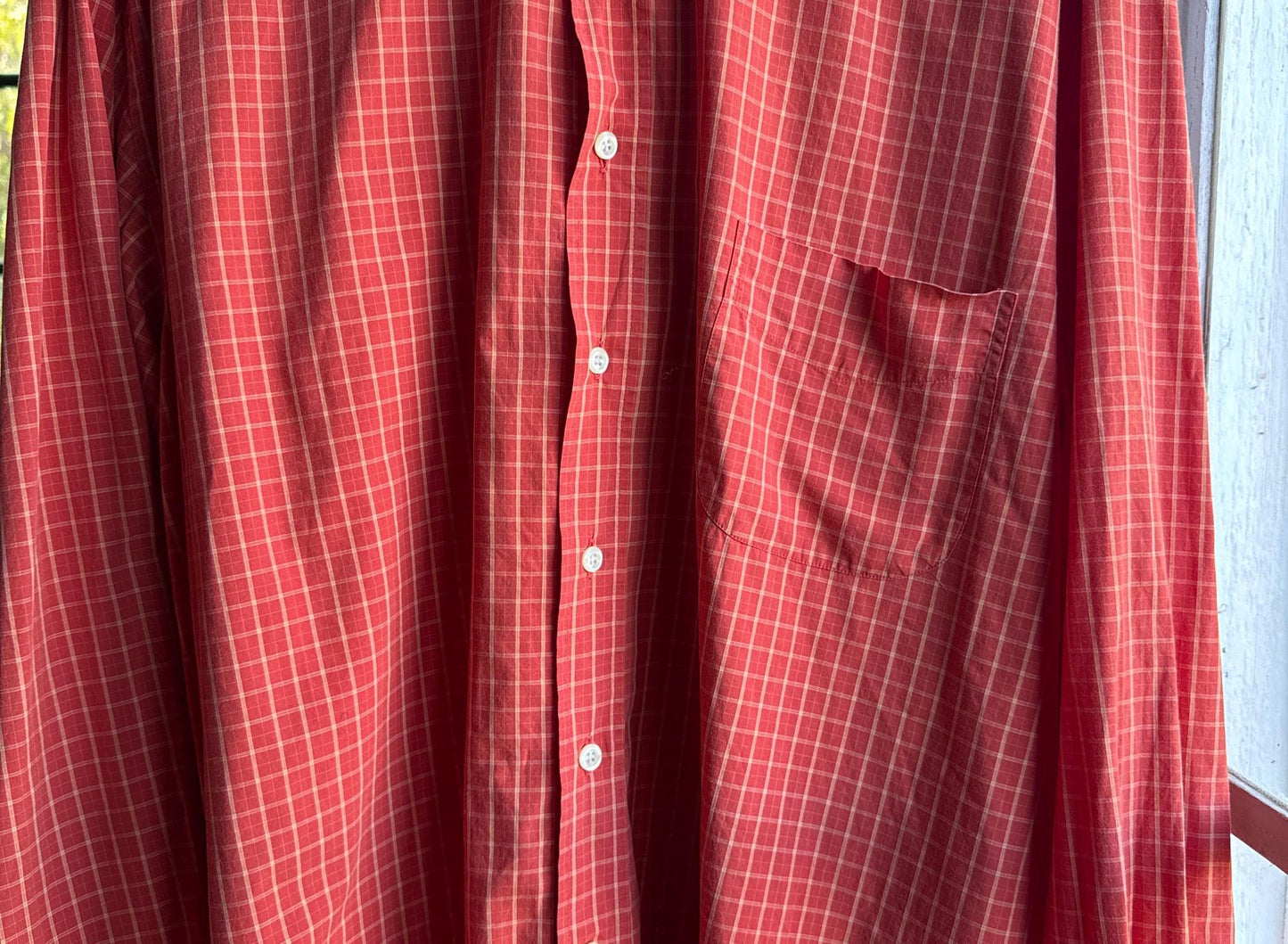 Vintage Massimo Dutti Sport Shirt, Men Orange Plaid Button Down, Cotton preppy vintage wear, 44