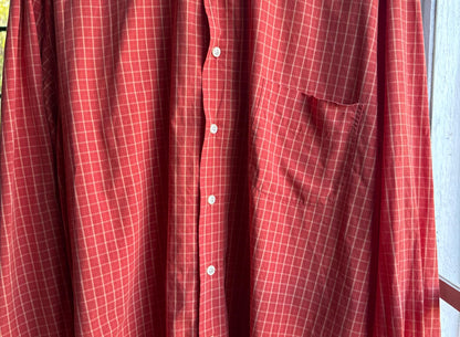 Vintage Massimo Dutti Sport Shirt, Men Orange Plaid Button Down, Cotton preppy vintage wear, 44