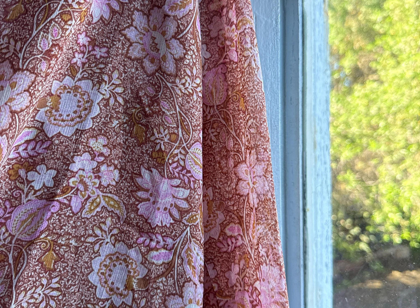 Sheer Floral Blouse Boho Pink Romantic Top, Lightweight Summer Peasant Style clothing, Indie Feminine Vintage Womens festival wear