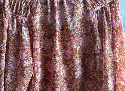 Sheer Floral Blouse Boho Pink Romantic Top, Lightweight Summer Peasant Style clothing, Indie Feminine Vintage Womens festival wear