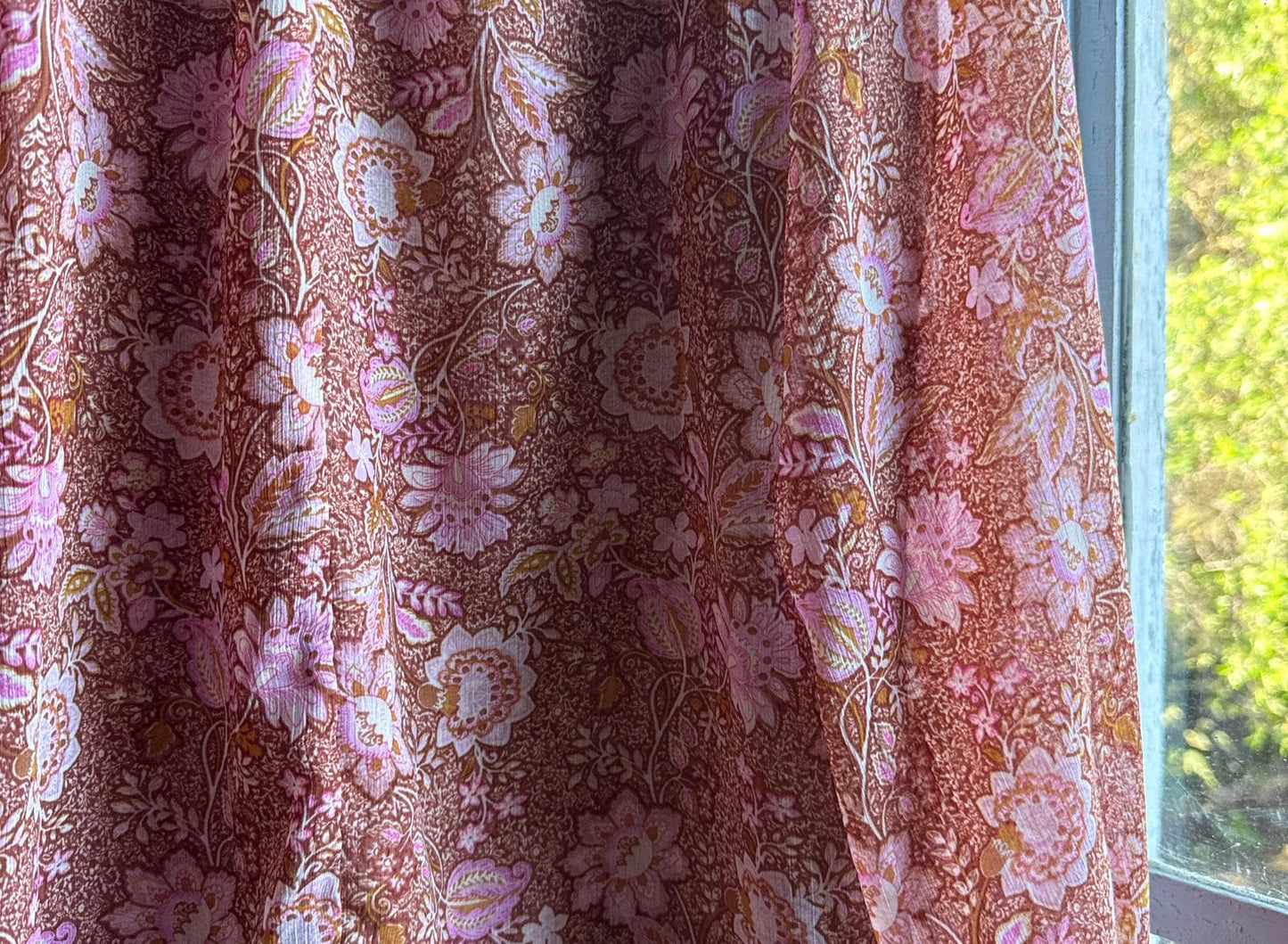 Sheer Floral Blouse Boho Pink Romantic Top, Lightweight Summer Peasant Style clothing, Indie Feminine Vintage Womens festival wear