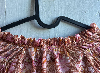 Sheer Floral Blouse Boho Pink Romantic Top, Lightweight Summer Peasant Style clothing, Indie Feminine Vintage Womens festival wear